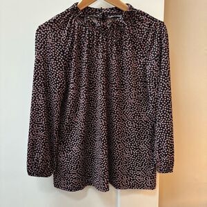 Adrianna Papell Black and Red Patterned Blouse size M